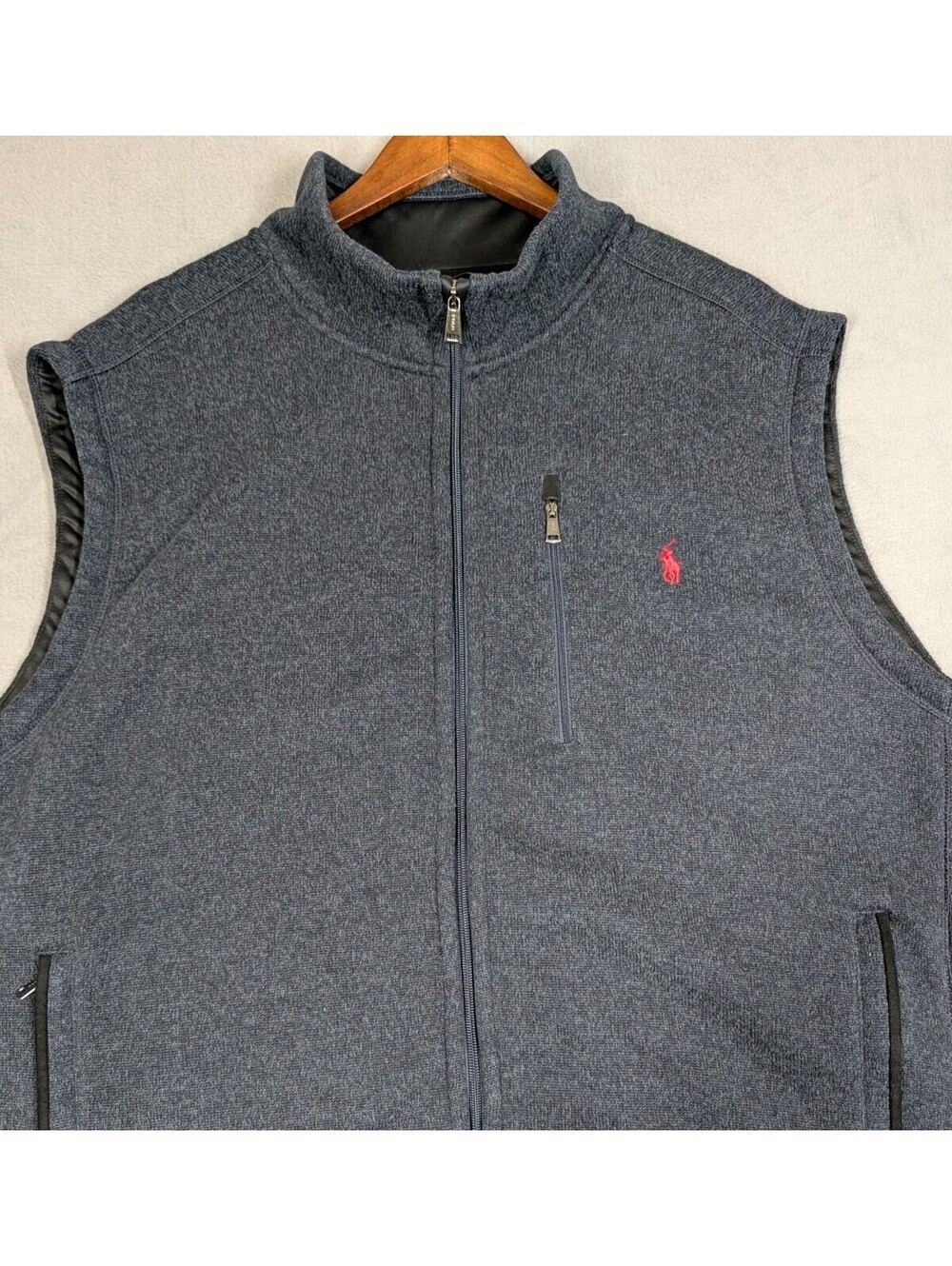 Polo Ralph Lauren Men 3XB Blue Fleece Full Zip Performance Vest Big Tall Pony XL